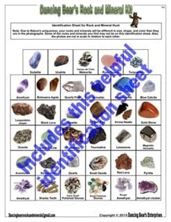 Rock & Mineral Collection Activity Kit (Over 150 Pcs) with Educational Identification Sheet plus a genuine Meteorite fragment, Fossilized Shark Teeth and Arrowheads, Dancing Bear Brand