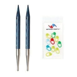 Knitter's Pride Bundle: Dreamz Interchangeable 4.5-inch (11.5cm) Long Tip Knitting Needles; Size US 19 (15.0mm) + 10 Artsiga Crafts Stitch Markers 200514