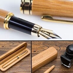 Fountain Pen Writing Set Case 100% Handcrafted Bamboo Vintage Collection with Ink Refill Converter - You Get Best Signature Calligraphy Antique Executive Business Gift Pens - 100% Quality Guarantee