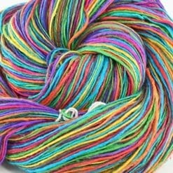 Darn Good Yarn Lace Fingering Weight Silk Yarn - Exotic Rainbow 300 Yards/50 Gram Skein - Recycled Silk Yarn in Red, Blue, Green, Yellow, Purple