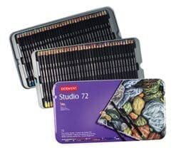 Derwent Studio Colored Pencils, 3.4mm Core, Metal Tin, 72 Count (32201)