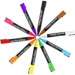 Chalkmaster Liquid Chalk Markers - Huge 10 Color Liquid Chalk Premium Artist Quality Marker Pen Set + 6 FREE Additional 6 mm Reversible Chisel to Bullet Point Tips - 100% Satisfaction Guarantee