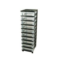 IRIS 10-Drawer Rolling Cart with Organizer Top Black, MC-3100-TOP