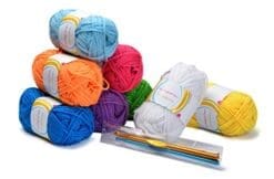 Premium Yarn Pack - 8 Acrylic Rainbow Color Yarn Skeins - Excellent for Small and Kids Yarn Projects, Crafts, Knitting, Crochet and Much More - 6 FREE Gifts with Each Pack - Resealable Bag