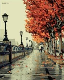 Diy oil painting, paint by number kit- Romantic love autumn 16*20 inch.