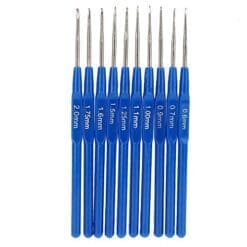 TOOGOO(R) 10pcs Metal Knitting Needles Crochet Hooks Kits With Ergonomic Grips 0.6-2.0mm