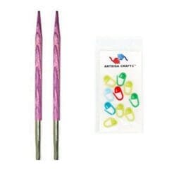 Knitter's Pride Bundle: Dreamz Interchangeable 4.5-inch (11.5cm) Long Tip Knitting Needles; Size US 13 (9.0mm) + 10 Artsiga Crafts Stitch Markers 200511