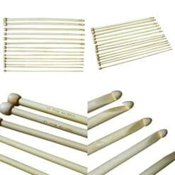 2mm - 10mm Set of 14 Bamboo Afghan Crochet Hooks 14"" 34cm IN FREE COTTOM CASE By Curtzy TM