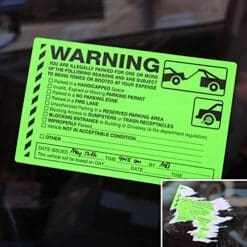 You are Illegally Parked for One (or more) of, Fluorescent Stickers, 50 Stickers / Pack, 8" x 5"