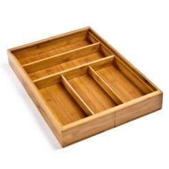 Seville Classics Expandable Bamboo Cutlery Drawer Organizer