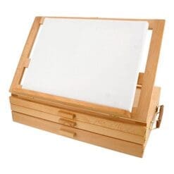 US Art Supply GRAND SOLANA 3-Drawer Adjustable Wooden Storage Box with Fold Down Easel