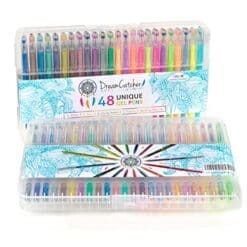 DreamCatcher Arts Gel Pens Set Includes 48 Unique, Ultra Fine Tip Coloring Markers. Great for Adult Coloring Books, Journaling, and Scrapbooking