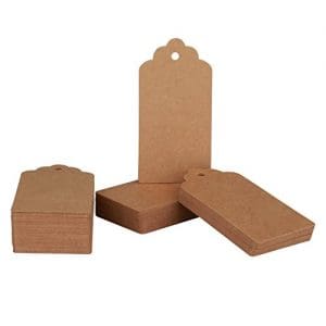 Shintop 100PCS Kraft Paper Gift Tags Bonbonniere Favor Rectangular Gift Tags with Free 100 Feet Natural Jute Twine (Oblong Paper Tag)