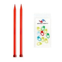 Knitter's Pride Bundle: Trendz Single Point Knitting Needles 10 inches (25cm); Size US 17 (12.00mm) + 10 Artsiga Crafts Stitch Markers 700231