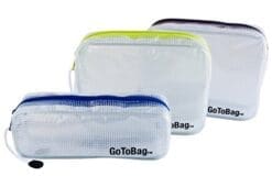 3 Pack Organizer Storage Packing Bags by GoToBag - Clear Water Resistant Solid Reinforced PVC Mesh Plastic with Zipper Closure - for Travel, Office, School, Arts and Craft, Purse, Cables, All-Purpose