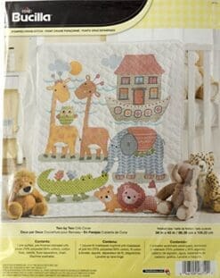 Bucilla Baby Stamped Cross Stitch Crib Cover Kit, 34 by 43-Inch, 46359 Two by Two