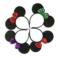 Mickey Mouse Ears Solid Black and Bow Minnie Headband for Boys and Girls Birthday Party or Celebrations (Pack of 24)