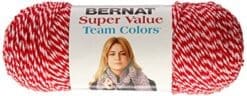 Bernat Super Value Team Colors Yarn, 5 Ounce, Red/White, Single Ball