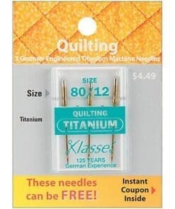 Klasse Titanium Quilting Machine Needles, Size 80/12