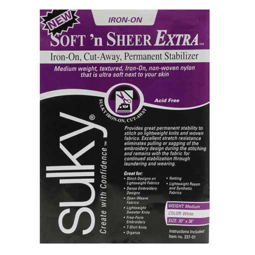 Sulky Soft 'n Sheer Extra Stabilizer - White - 20'' x 1 yd. Pkg. 237-01