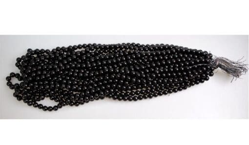 MAB BEADS; 30"STRING PLA-10MM-BLACK-ROUND x 12pcs - 10X30ROB