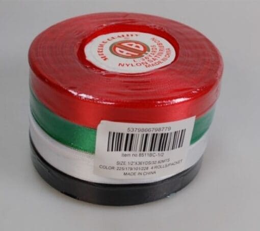 Satin Ribbon 36yds, 92mtr 4RL/PKT UAE Flag - 8511BC