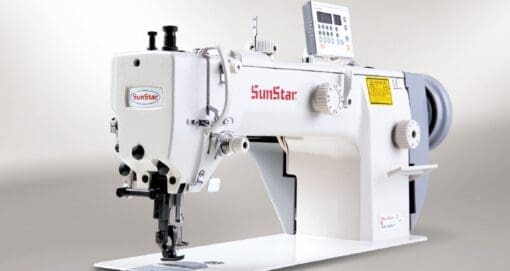 Sunstar KM-757-7 High speed, 2-needles, needle feed, lock stitch sewing machine with automatic thread trimmer