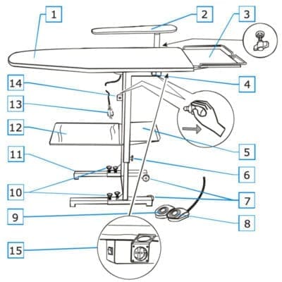 Battistella Ker/5, Foldable Iron Board With Vacuum, Blowing And Heating Options With 4.5L Boiler And Eos 800W Iron 9 Battistella Ker5 Foldable Iron Board With Vacuum Blowing And Heating Options With 4.5L Boiler And Eos 800W Iron 2